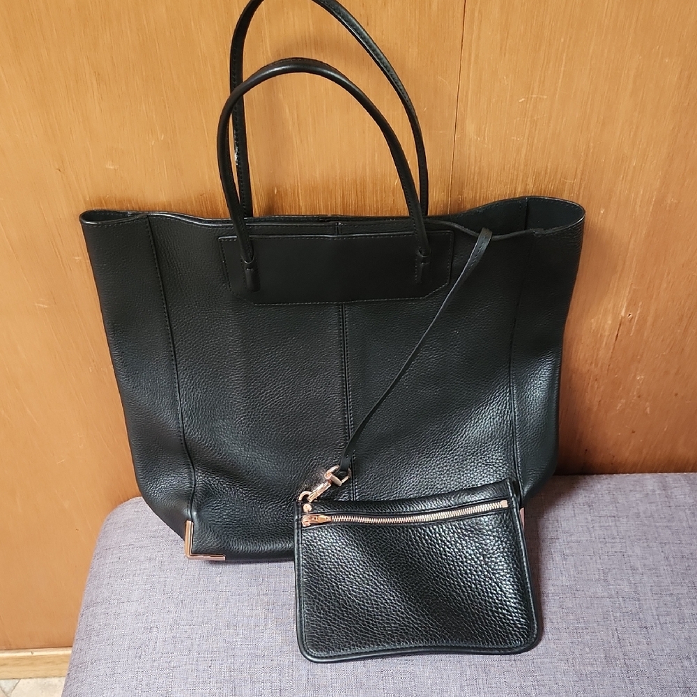Alexandwr Wang black pebbled Leather Tote Bag with Removable Pouch